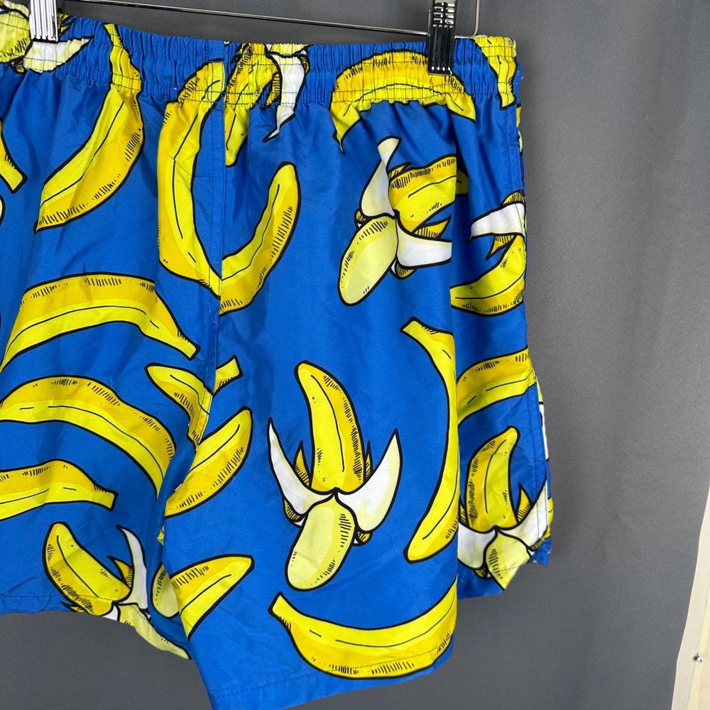 Uzzi Men Blue Banana Print Swim Trunks Mesh Lined Drawstring Board Shorts L - Picture 5 of 7